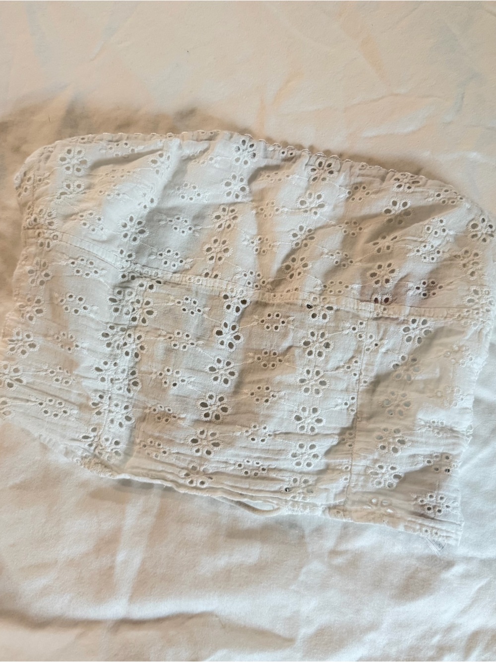 White Eyelet Strapless Tube Top